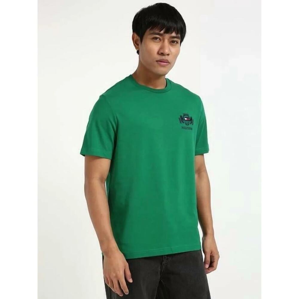 Tommy Hilfiger Men's Big & Tall Embroidered Hilfiger Crest T-Shirt Green-3XLT